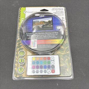 Good Earth USB RGB‎ LED Light Strip 7ft TV Monitor Backlight w Remote Gaming